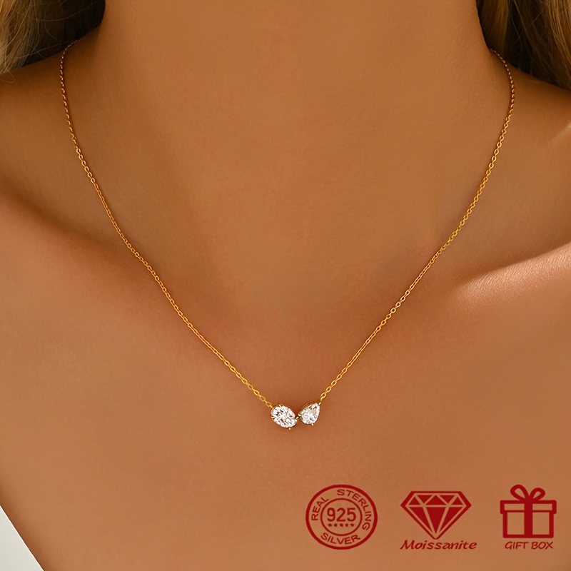 Women's 925 Silver Moissanite Pendant Necklace — Everyday Style